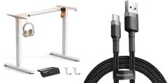 SENSE7 Rama biurka elektrycznego Nojo light biała + kabel usb