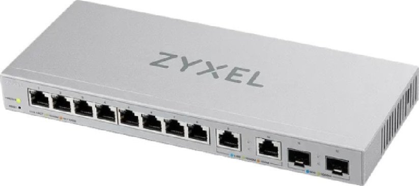 ZyXEL Zyxel XGS1210-12 - V2 - Switch - managed - 8 x 10/100/1000 + 2 x 100/1000/2.5G + 2 x 1 Gigabit/10 Gigabit SFP+ (Uplink) - Desktop, wandmontierbar