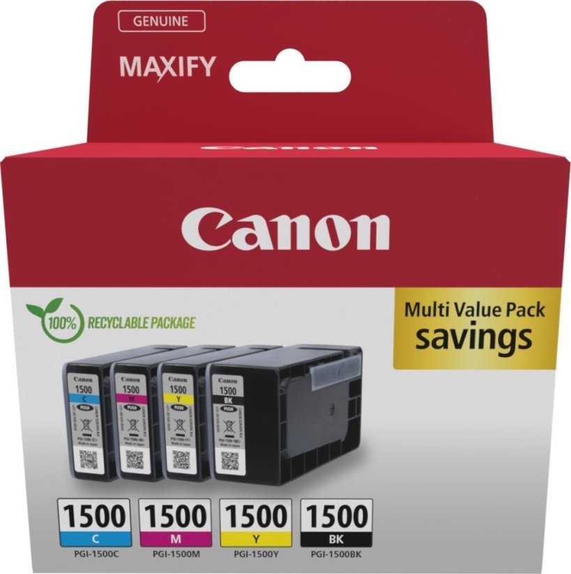 Canon INK CARTRIDGES PGI-1500 BK/C/M/Y MULTI NON-BLISTERED PRODUCTS W/O SECU, RITY