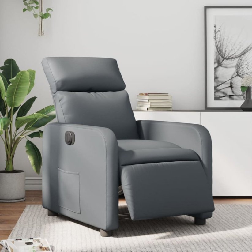 vidaXL vidaXL elektrickýfotel rozkładany, Sivý, obity sztuczną skórą