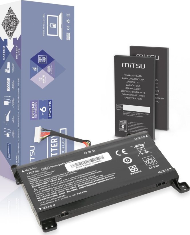Mitsu Bateria FM08 TPN-Q195 do HP Omen 17-AN 12 PIN