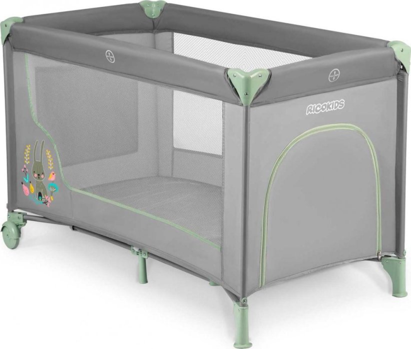 Ricokids Postieľka Turistické 125 x 65 x 78 cm sivo-mätové (RK-240)