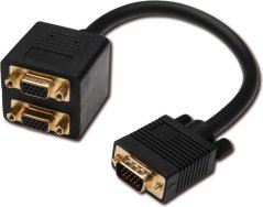 Digitus splitter VGA, 0.2m, czarny