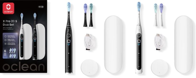 Oclean Oclean X Pro 20 S Duo Set electric toothbrushes for two, white and black