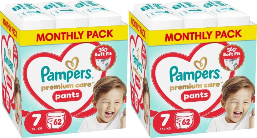 Pampers Pieluchomajtki Premium Care 7, 15+ kg, 62 szt. x2