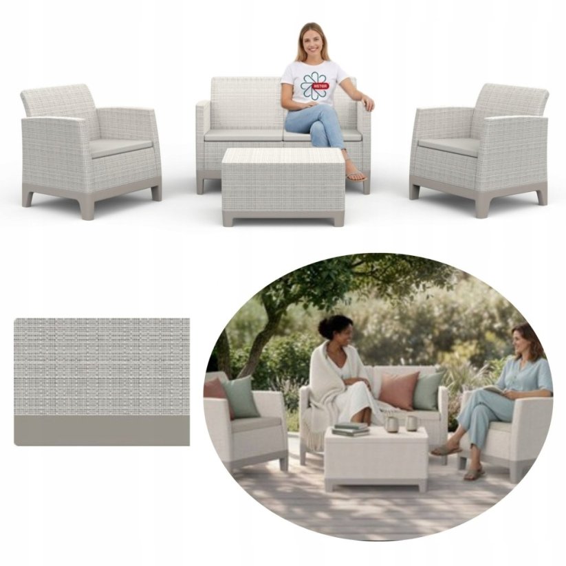 Keter Komplet mebli záhradných Scandi Forma 2 Seater Set jajeczny Sivý/svetlý Bežový (8711245162706)