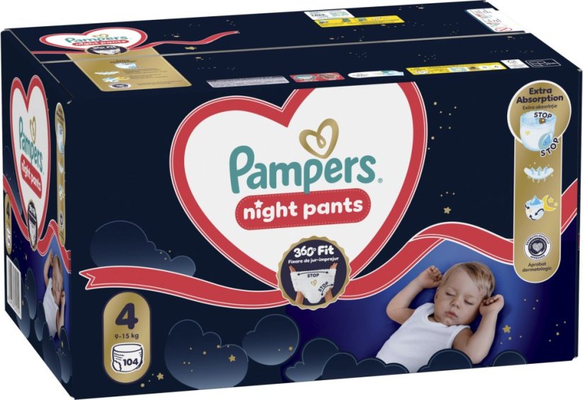 Pampers Pieluchomajtki Night Pants 4 9-15 kg, 104 szt.