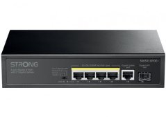 Strong Prepínač sieťový Gigabit Ethernet (10/100/1000) Obsługa PoE Montaż na biurku/ścianie Čierny (SW5011POE+)