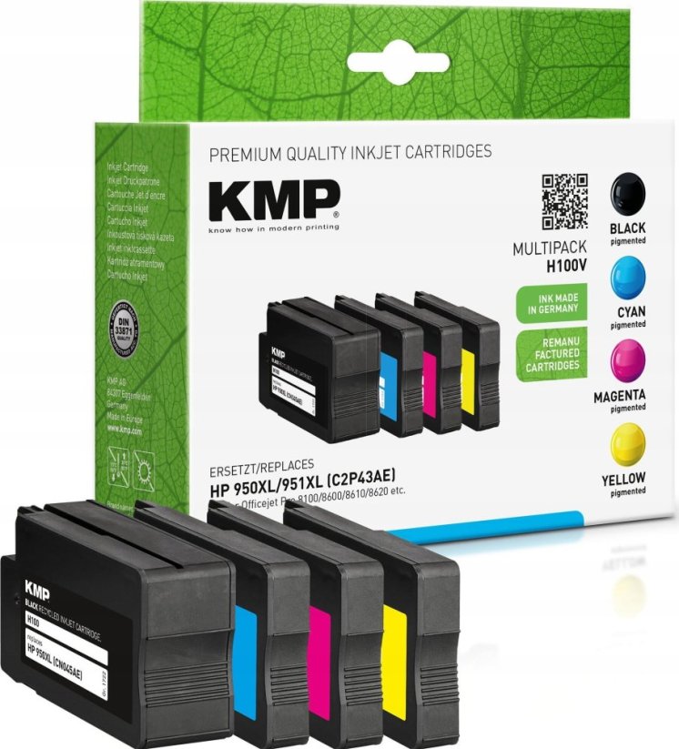 KMP KMP MULTIPACK H100V - 4er-Pack - Schwarz, Gelb, Cyan, Magenta - kompatibel - Tintenpatrone (Alternative zu: HP 950XL, HP 951XL, HP CN045AE, HP CN046AE, HP CN047AE, HP CN048AE) - fur HP Officejet Pro 251, 276, 8100, 8600, 8600 N911, 8610, 8615, 8616,
