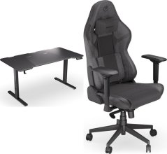 Endorfy Biurko Endorfy Atlas L Electric Czarne 150 cmx78 cm + Fotel Scrim BK czarny