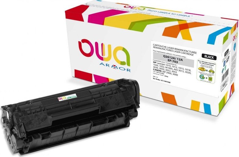 Armor Toner OWA do HP Laserjet 1010, 1012, 1015, 1020, 1022, M1005, AIO 3015, , 2000 stron, Q2612A, Čierny/black