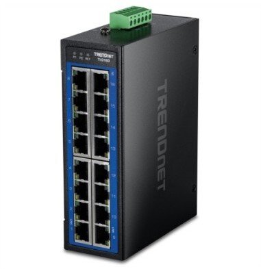 TRENDnet TI-G160 16-portowy Prepínač gigabitowy do zastosowań przemysłowych, montaż na szynie DIN