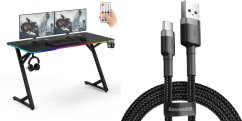 SENSE7 Volt RGB 140 czarne + kabel usb