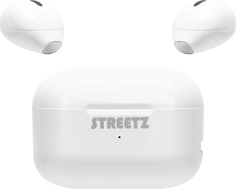 Streetz Mini bevielės ausinės STREETZ su krovimo dėklu, True Belaidės Stereo, baltos / TWS-114