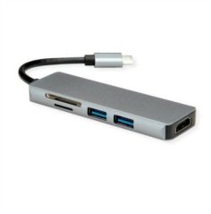 Roline Stacja dokująca ROLINE USB typu C, HDMI 4K30, 2x USB 3.2 Gen 1, czytnik kart SD/MicroSD