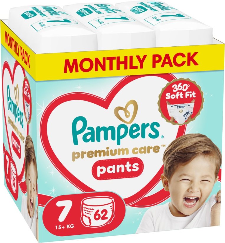 Pampers Pieluchomajtki Premium Care 7, 15+ kg, 62 szt.