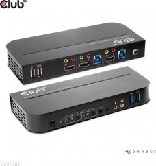 Club 3D Club3D síťový přepínač - Switch, HDMI KVM Switch - Dual HDMI 4K 60Hz