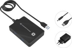Conceptronic USB-Hub 4-Port 3.0  ->4x3.0       m.Netzteil sw