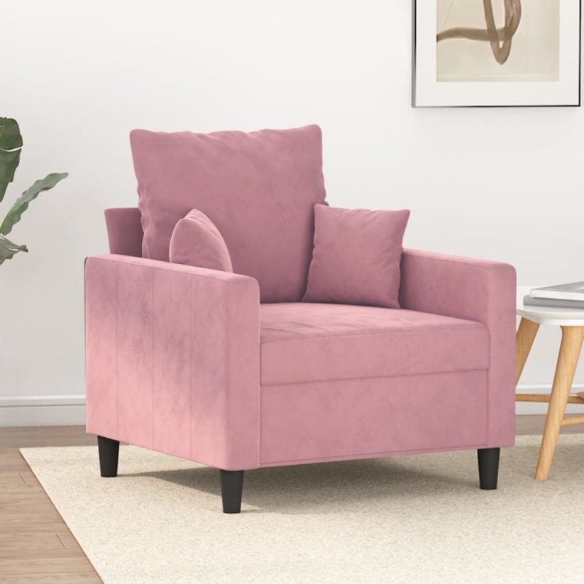 vidaXL vidaXL Fotel, Ružový, 60 cm, obity aksamitem