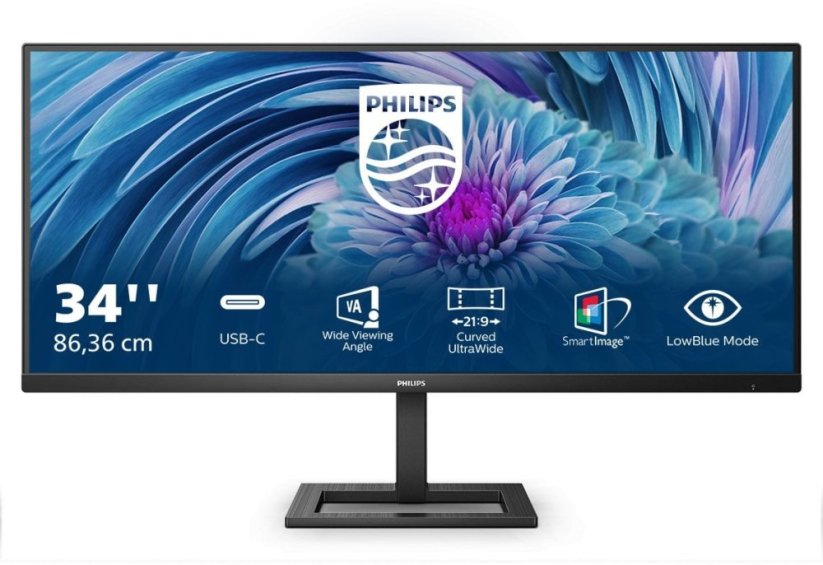Philips E Line 346E2LAE/23, 86.4 cm (34"), 3440 x 1440 pixels, Wide Quad HD, LCD, 4 ms, Black