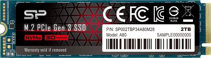 Silicon Power P34A80 2TB M.2 2280 PCI-E x4 Gen3 NVMe (SP002TBP34A80M28)