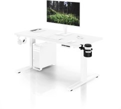 Jan Nowak Elektryczne z regulacją wysokości ergonomiczne biele,1200x600 mm: ARIA (5907367517323)