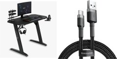 SENSE7 gamingowe Nomad Classic Czarne 120x60 cm + kabel usb