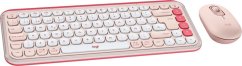 Logitech Logitech POP Icon Combo klawiatura Dołączona myszka univerzálny Bluetooth QWERTY Hiszpański Ružový, Biely