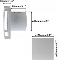 Europlast Household fan E-EXTRA EET125TH, DN125, with timer and humidity sensor