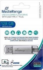 MediaRange MediaRange MR938 pamięć USB 128 GB USB Type-A / USB Type-C 3.2 Gen 1 (3.1 Gen 1) strieborný