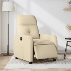 vidaXL vidaXL elektrickýfotel rozkładany, krémový, obity tkaniną