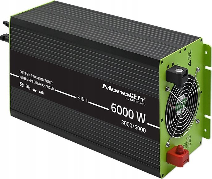 Qoltec qoltec Przetwornica solarna 3w1 z funkcją ładowania AC | MPPT | UPS |   ATS | 3000W | 6000W | 12V na 230V | Czysty Sinus