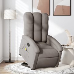 vidaXL vidaXL Podnoszony fotel masujący, rozkładany, farba taupe, tkanina