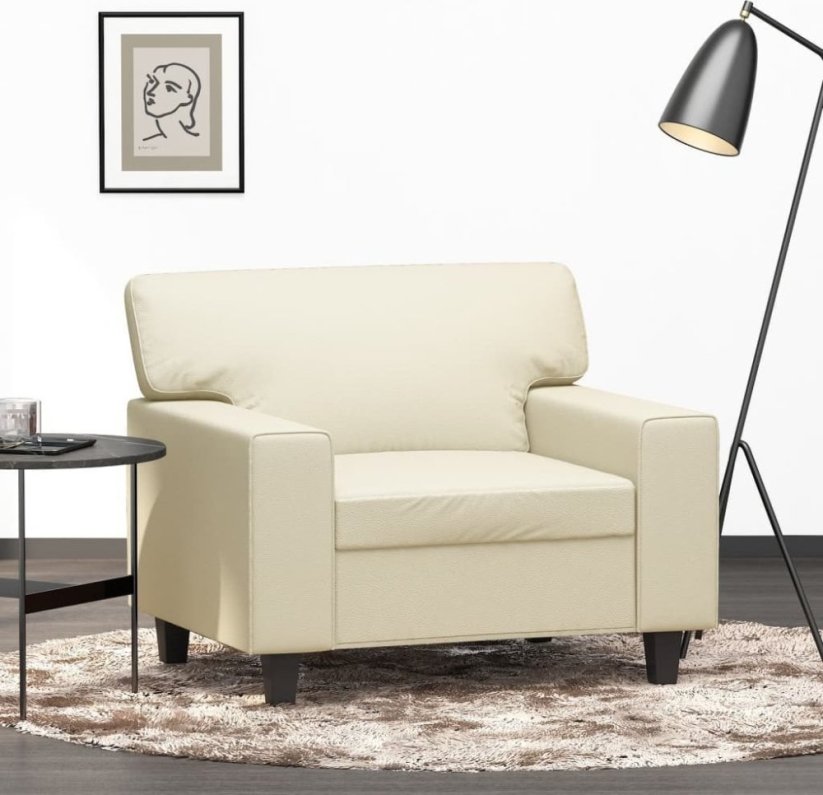 vidaXL vidaXL Fotel, krémový, 60 cm, obity sztuczną skórą
