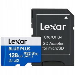 Lexar Blue Plus MicroSDHC 128 GB Class 10 UHS-I/U3 A2 V30 (LMSBLPL128G-BNANG)
