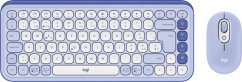 Logitech POP Icon Combo klawiatura Dołączona myszka univerzálny Bluetooth QWERTZ Szwajcarski Liliowy, Biely