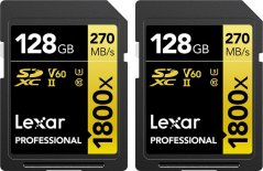 Lexar Professional 1800x SDXC 128 GB + 128 GB Class 10 UHS-II/U3 V60 (LSD1800128G-B2NNG)