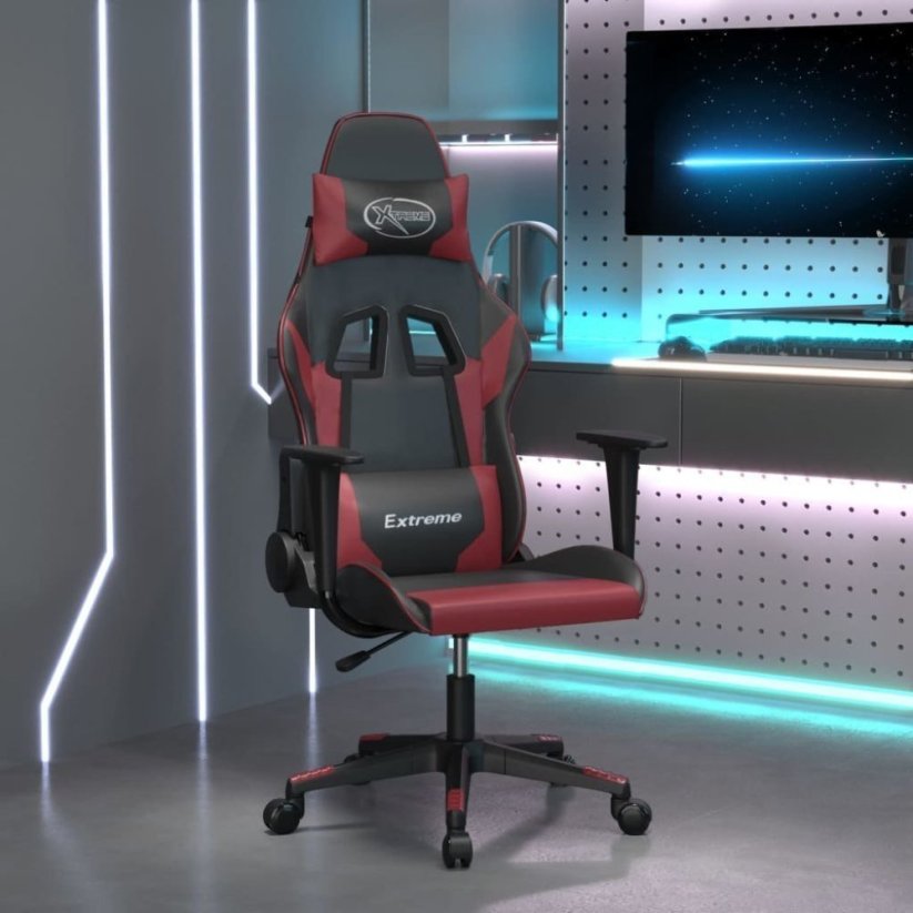 vidaXL Fotel gamingowy, čierno-bordowy, sztuczna skóra Lumarko!