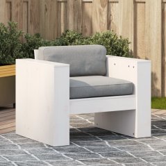 vidaXL Fotel záhradný, Biely, 79x60x62 cm, lite drevo sosnowe