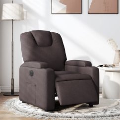 vidaXL elektrickýfotel rozkładany, tmavoHnedý, obity tkaniną