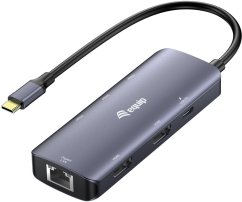 Equip USB-C->2xHDMI/RJ45/2xUSB-A/USB-C3.2 St/Bu Sivý (133501)