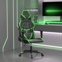 vidaXL Fotel gamingowy, čierno-Zelený, sztuczna skóra