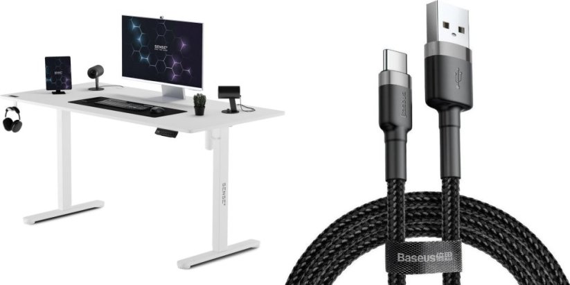 SENSE7 Nojo Białe 140 cmx70 cm White + kabel usb