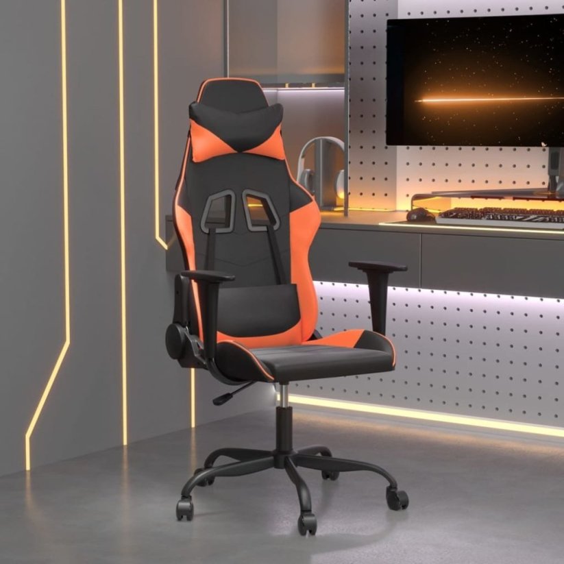 vidaXL vidaXL Fotel gamingowy, Čierno-oranžový, sztuczna skóra