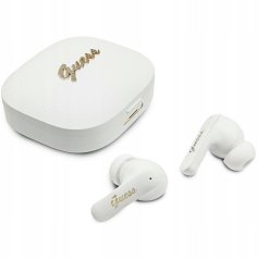 Guess TWS Script Metal Logo Biely (GUE5660)