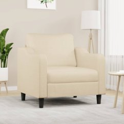 vidaXL Fotel, krémový, 60 cm, obity tkaniną