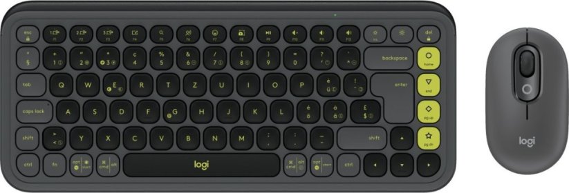 Logitech Logitech POP Icon Combo klawiatura Dołączona myszka univerzálny Bluetooth QWERTZ Swiss Grafitový, Zelený