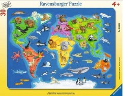 Ravensburger Puzzle 30el Mapa świata zvieratá (066414)