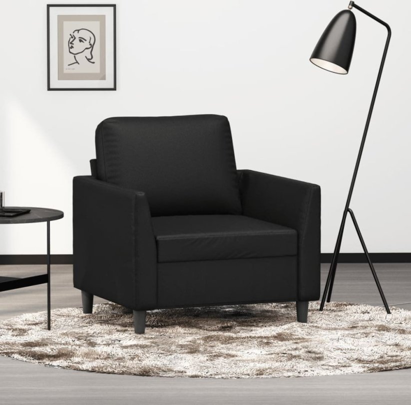 vidaXL Fotel, Čierny, 60 cm, obity sztuczną skórą Lumarko!