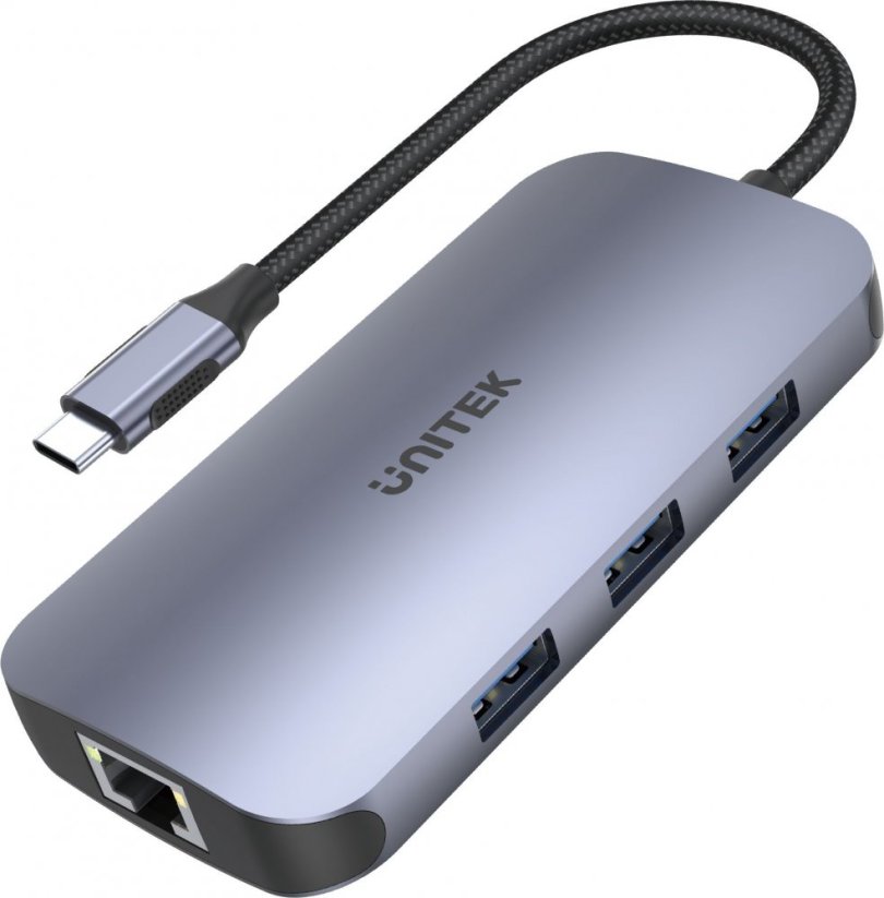 Unitek 1x RJ-45 1x USB-C 1x USB-C PD 1x SDHC  + 3x USB-A 3.2 Gen1 (D1071A)
